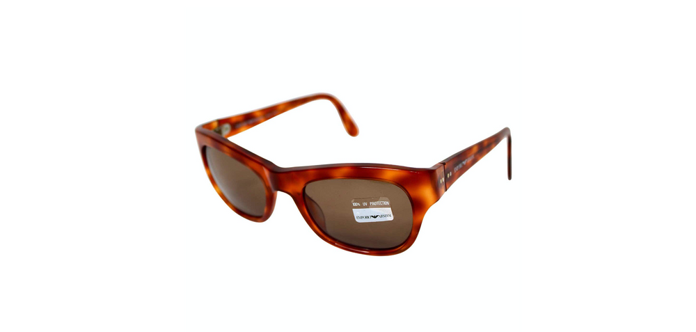 Emporio Armani Brown Tortoise Acetate Wayfarer Sunglasses circa 1990s