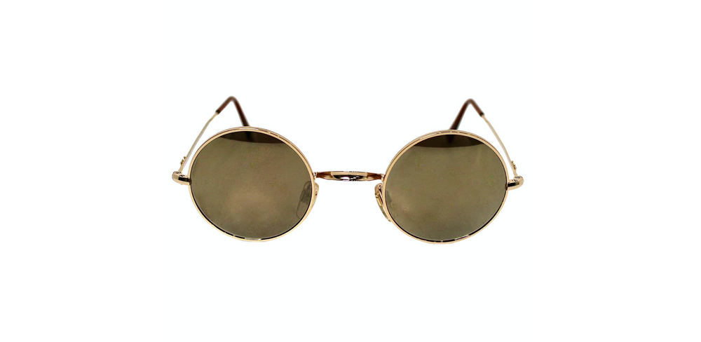 Emporio Armani Round Mirrored Lens Gold-Tone Metal Frame Sunglasses circa 1990s