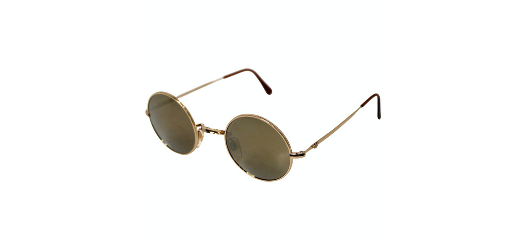Emporio Armani Round Mirrored Lens Gold-Tone Metal Frame Sunglasses circa 1990s