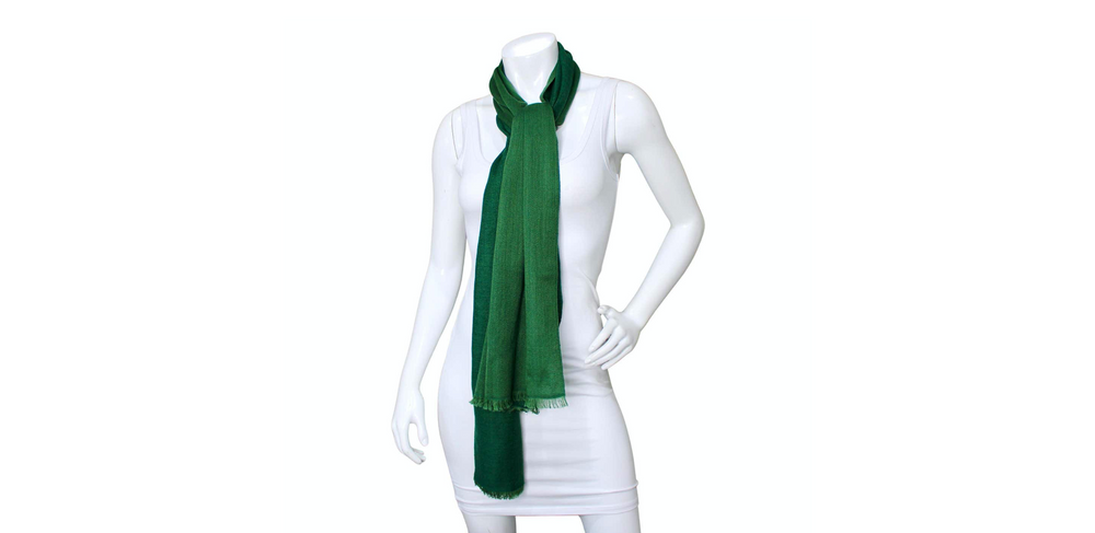Rolex Two-Toned Green Cashmere Fringe Scarf