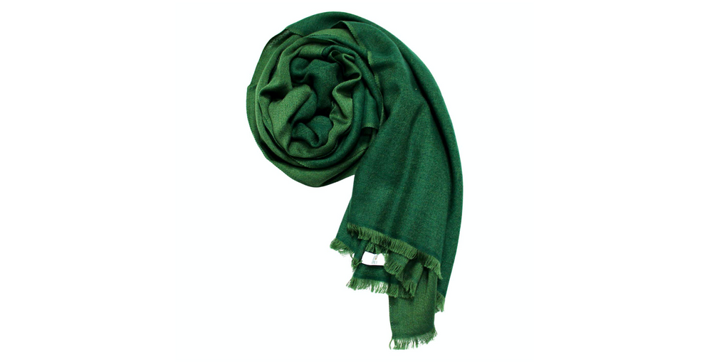 Rolex Two-Toned Green Cashmere Fringe Scarf