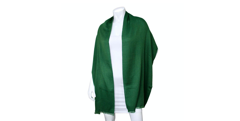 Rolex Two-Toned Green Cashmere Fringe Scarf