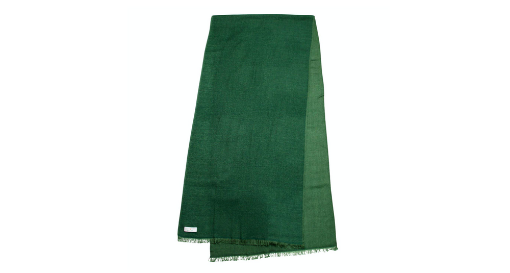 Rolex Two-Toned Green Cashmere Fringe Scarf