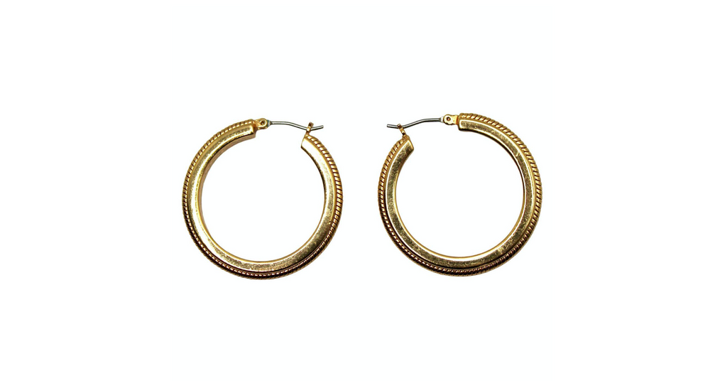 18k Gold Plated Hoop Earrings circa 1970s