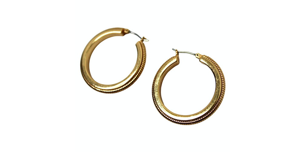 18k Gold Plated Hoop Earrings circa 1970s