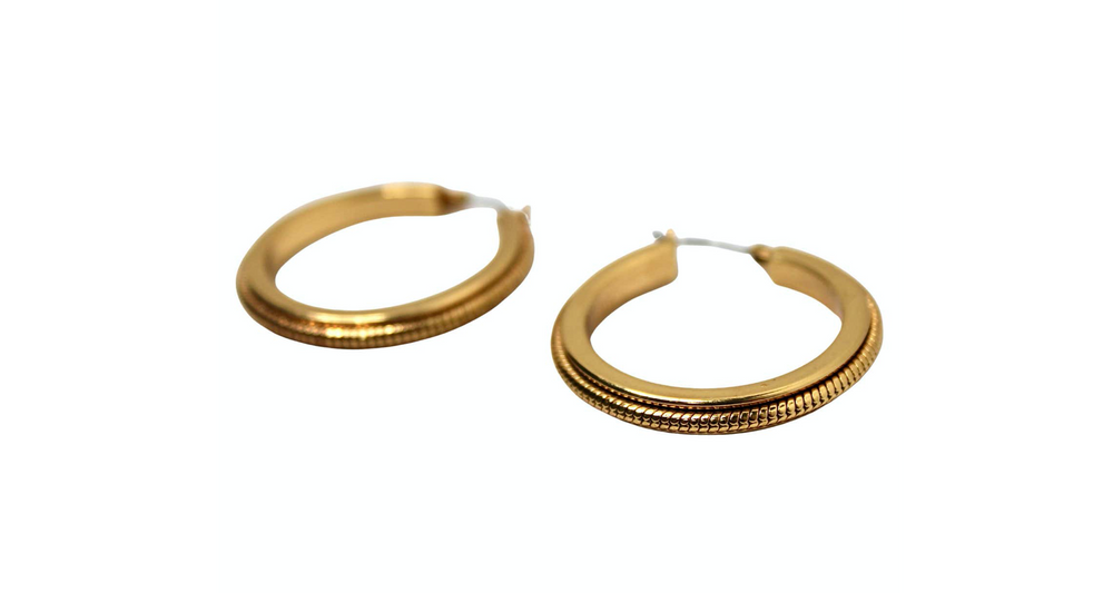 18k Gold Plated Hoop Earrings circa 1970s