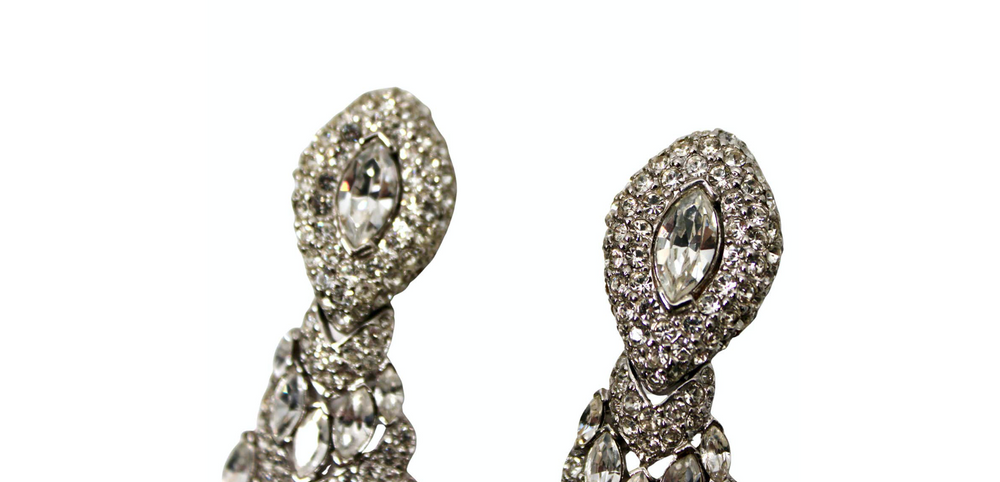 Tiffany Inspired Crystal & Chandelier Clip-On Earrings circa 1970s