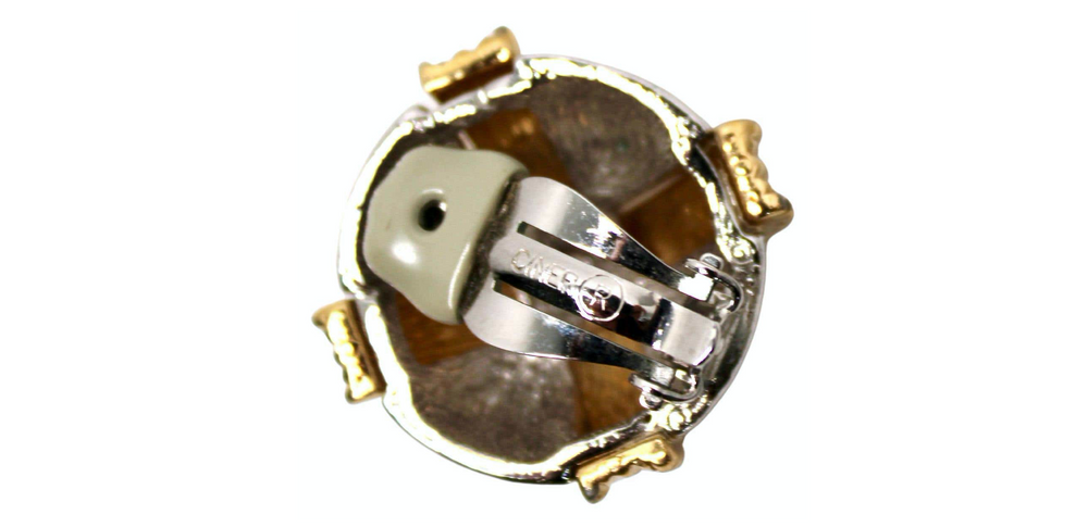 Tiffany Inspired 18k Gold Plated Crystal Cross Clip-On Earrings circa 1970s