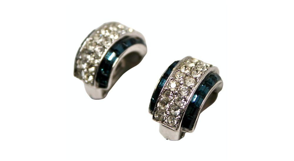 Tiffany Inspired Costume Sapphire Hoop Clip-On Earrings circa 1970s