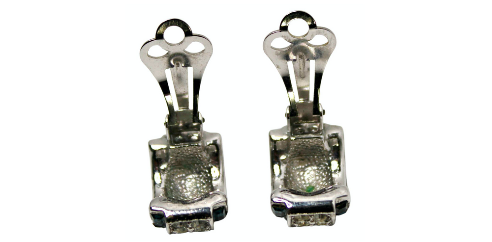 Tiffany Inspired Costume Sapphire Hoop Clip-On Earrings circa 1970s