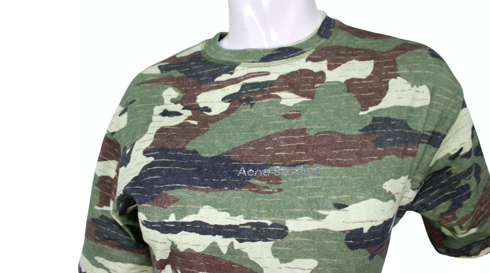 Acne Studios Camouflage Print Cotton Maxi Dress With High-Slit