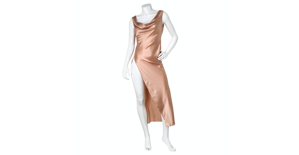 Mother Of All Pale Pink Venus Cowl Neck High-Slit Sleeveless Dress