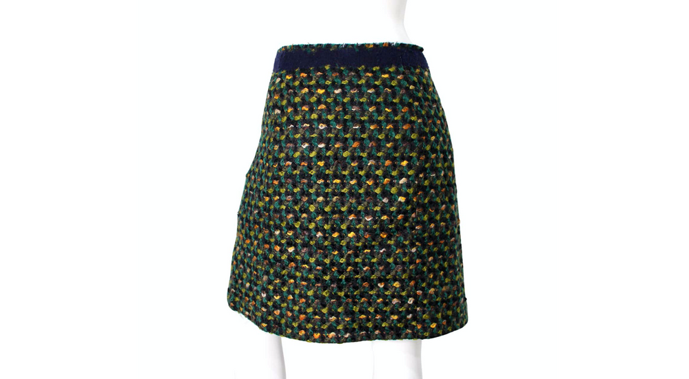 Prada Green Wool Tweed Skirt circa 2010