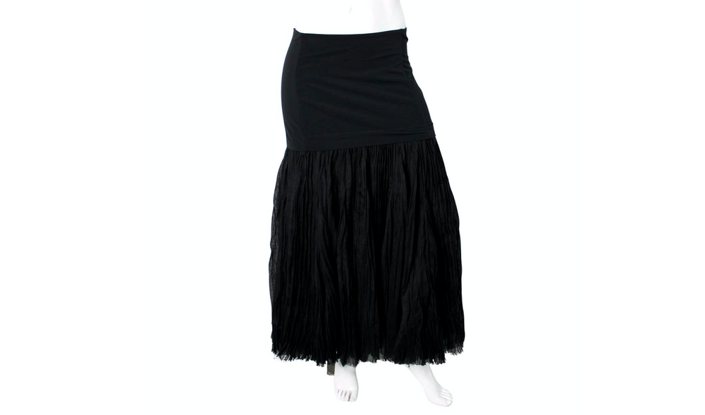 Celine Black Layered Pleated Maxi Skirt circa 2014