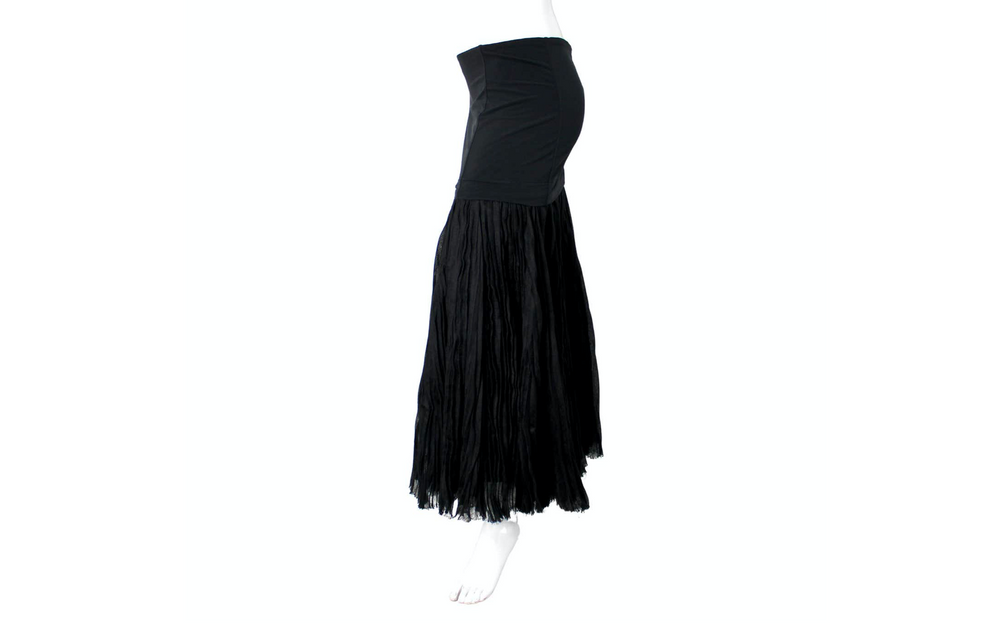 Celine Black Layered Pleated Maxi Skirt circa 2014