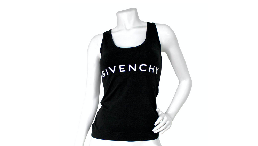 Givenchy Black Logo Print Cotton Tank Top
