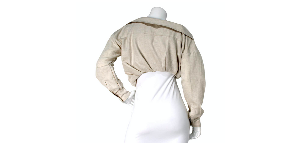 Jacquemus Beige L'ANNÉE 97 Asymmetric Cropped Button-Up Shirt