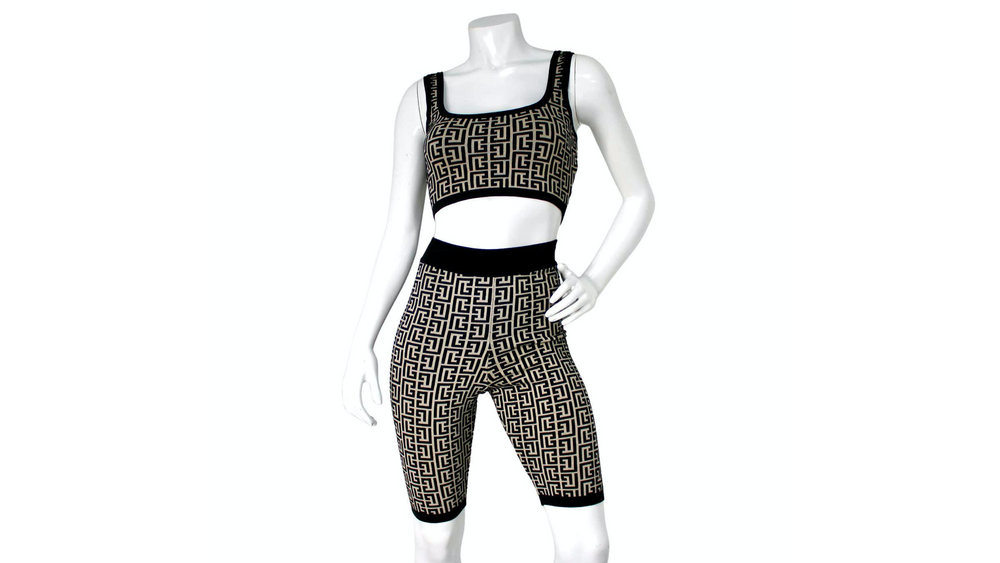 Balmain Jacquard Knit Monogram Bike Shorts