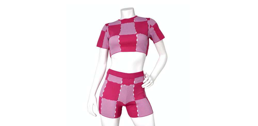 Jacquemus Le Short Gelato Pink Checkered Knit Bike Shorts