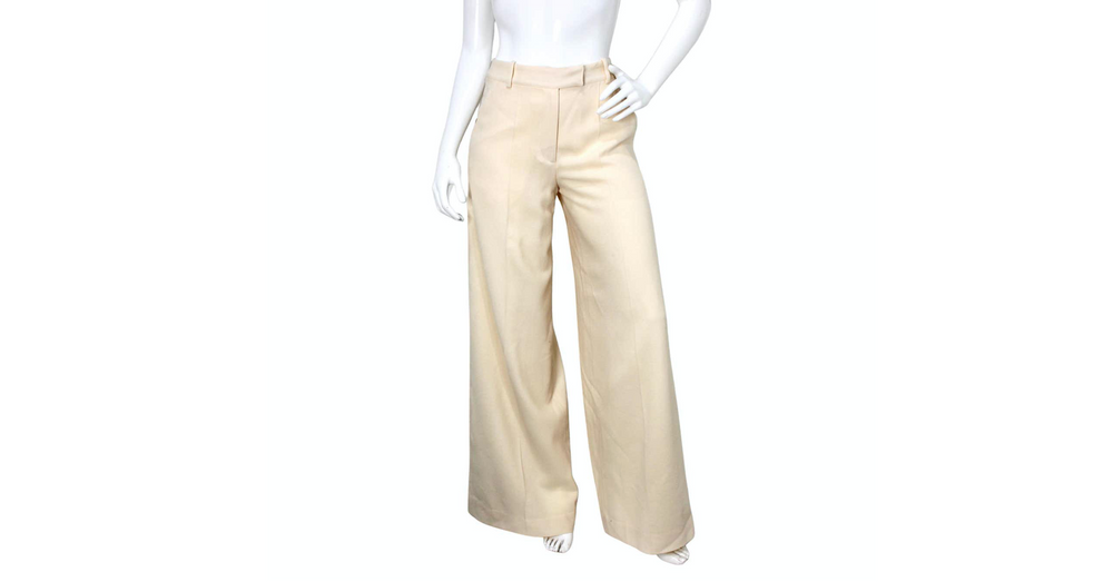 John Galliano Cream Wide Leg Trousers circa Y2K