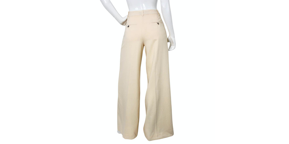 John Galliano Cream Wide Leg Trousers circa Y2K