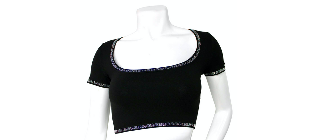 Alexander Wang Black Logo Rhinestone Trim Crop Top