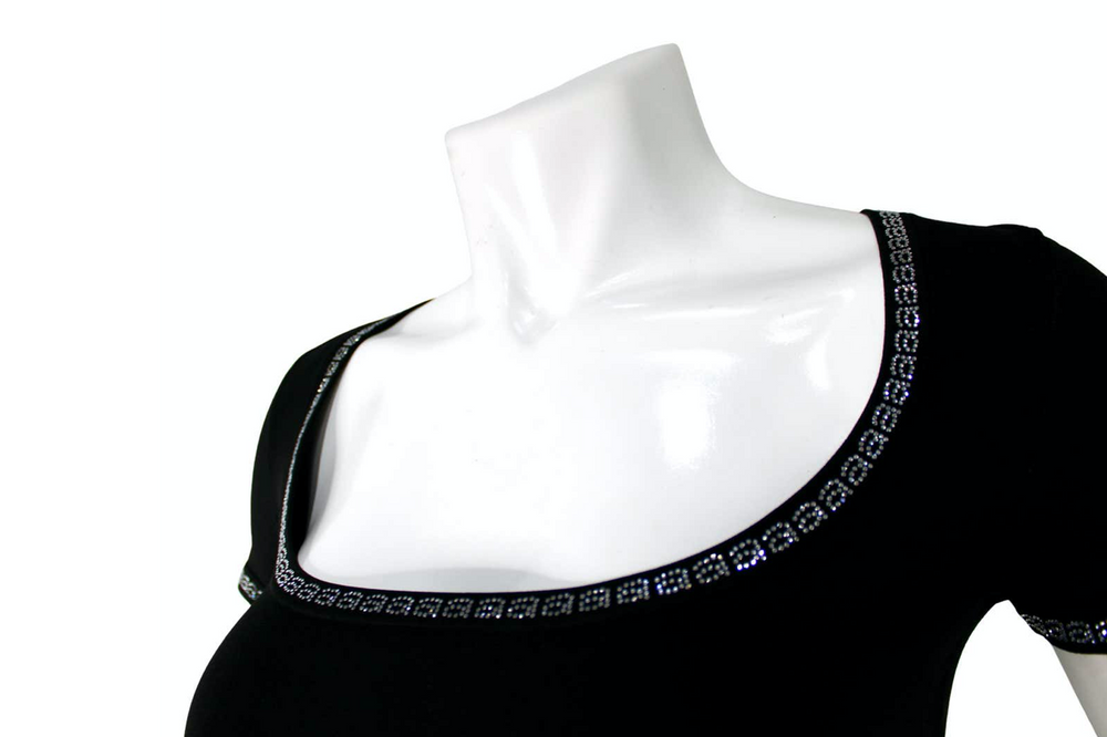 Alexander Wang Black Logo Rhinestone Trim Crop Top