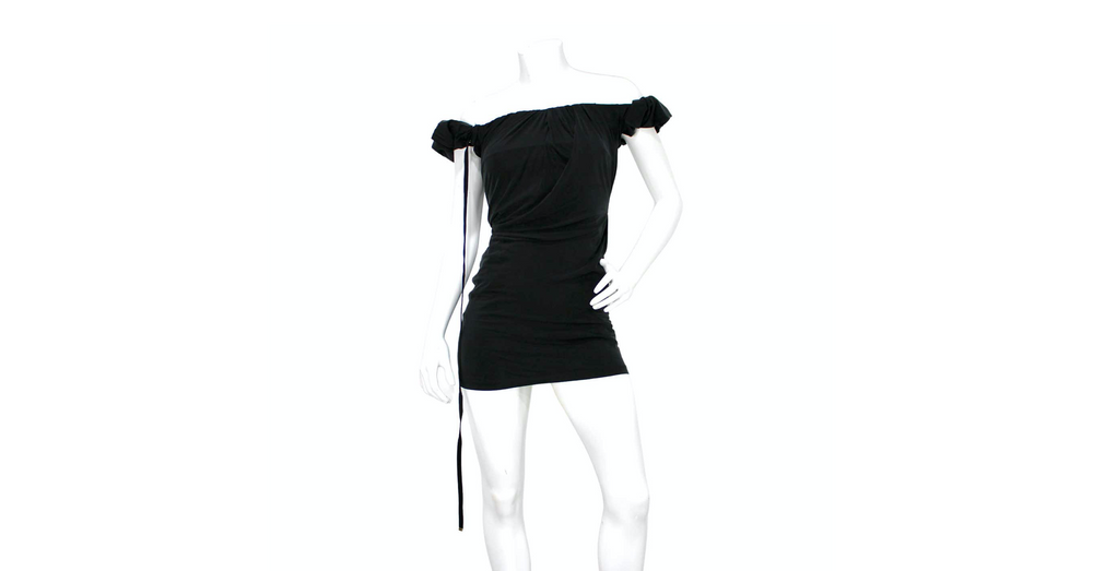 Jacquemus Black La Robe Ciceri Draped Off-The-Shoulder Mini Dress Vintage by Misty Jacquemus Black La Robe Ciceri Draped Off-The-Shoulder Mini Dress Vintage by Misty