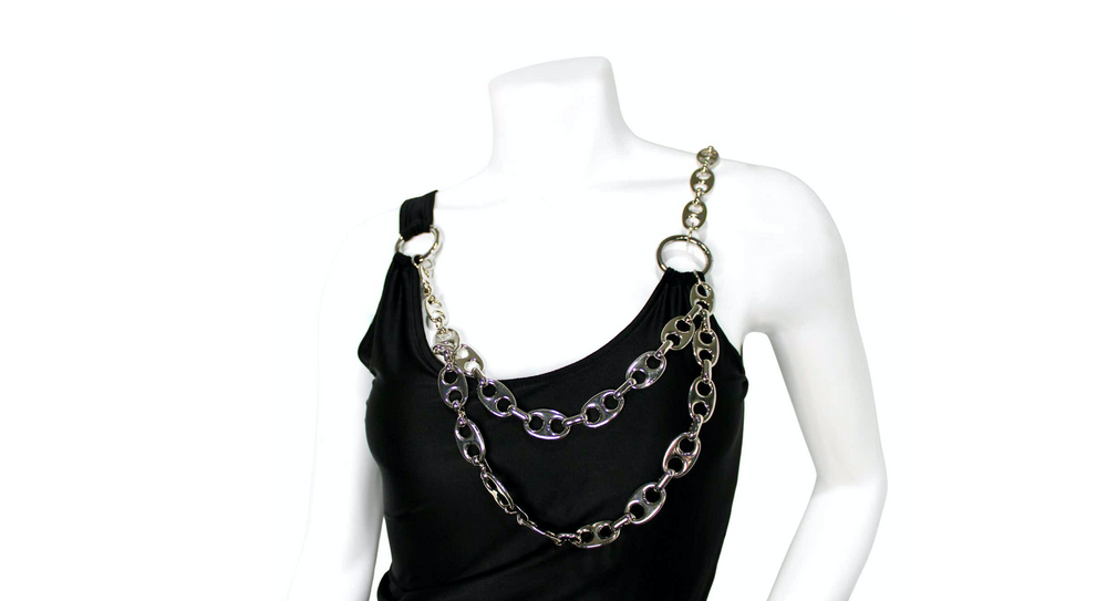 Paco Rabanne Black & Silver-Tone Chain Embellished Mini Dress