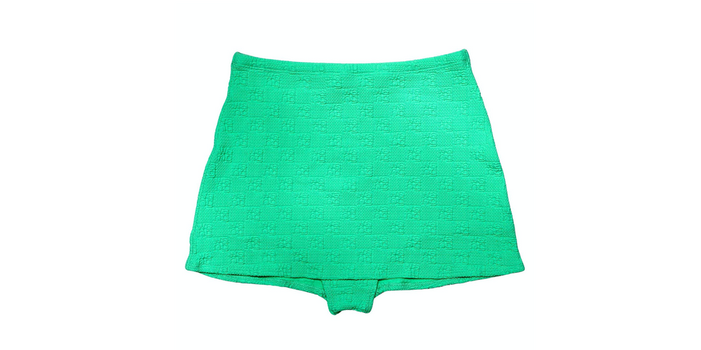 Alexander Wang Neon Green Logo Embossed Micro Skort