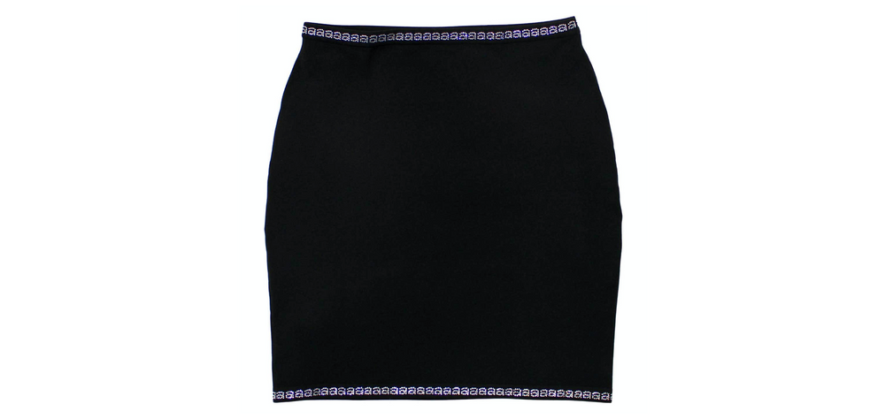 Alexander Wang Black Rhinestone Logo Trim Mini Pencil Skirt