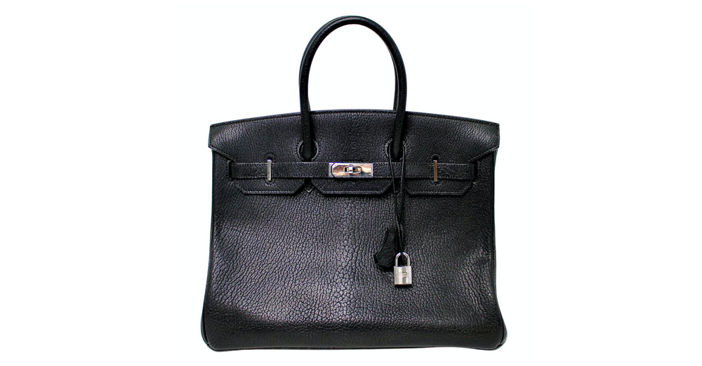 Hermes Birkin 35 Black Chèvre Coromandel Goatskin Handbag circa 2003