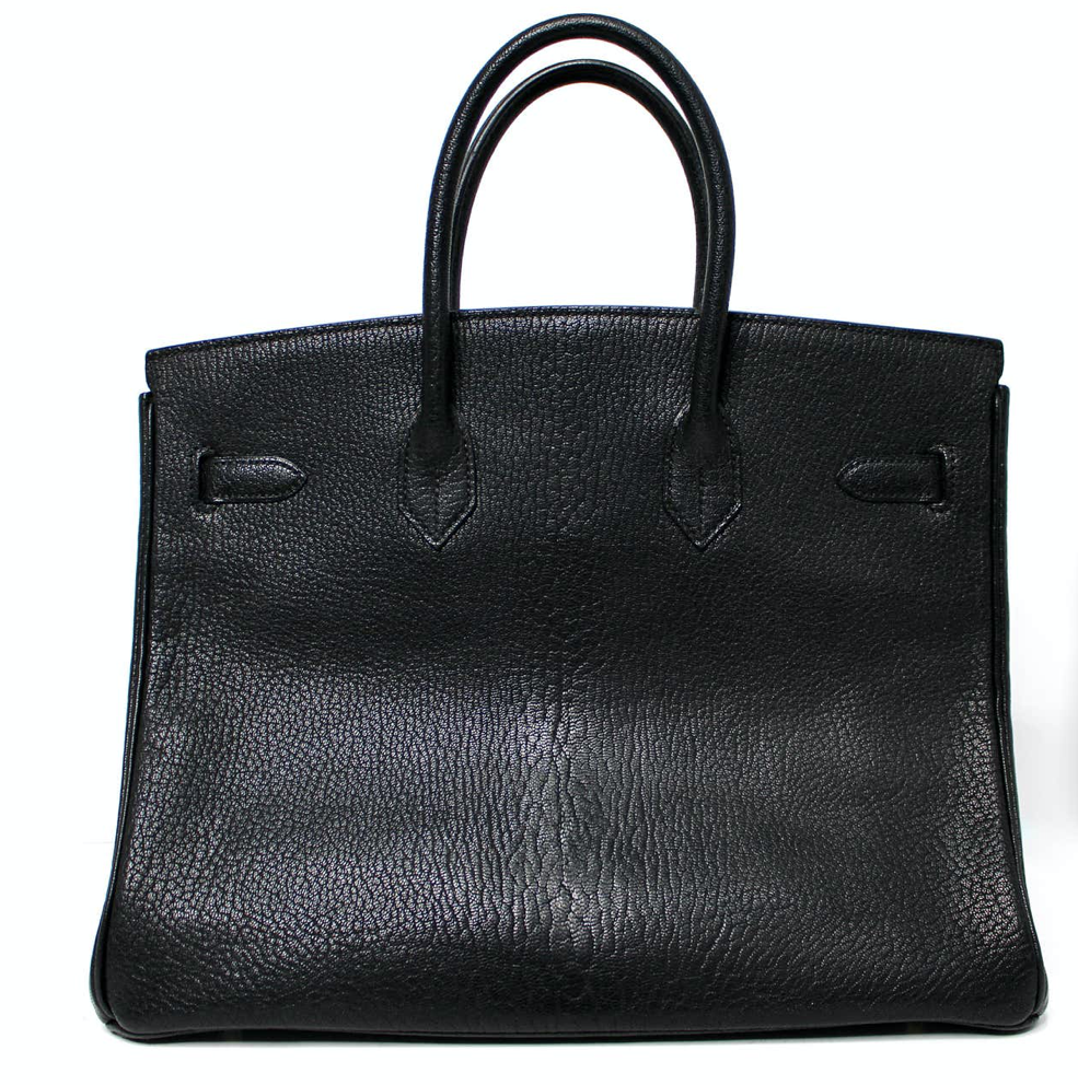 Hermes Birkin 35 Black Chèvre Coromandel Goatskin Handbag circa 2003