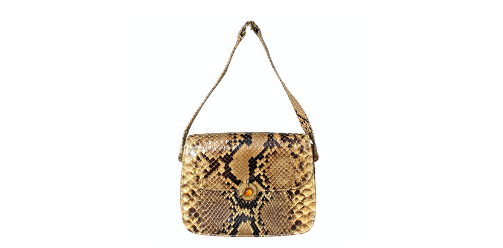 Sacha Python Flap Bag With Gold-Tone Hardware circa 1970s