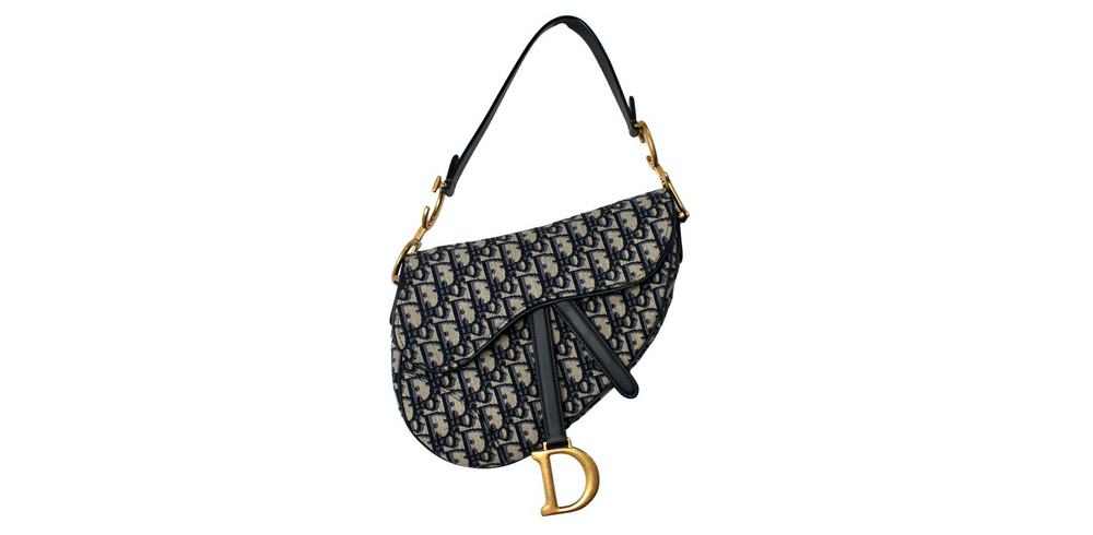 Christian Dior Navy Blue Oblique Jacquard Monogram Saddle Bag