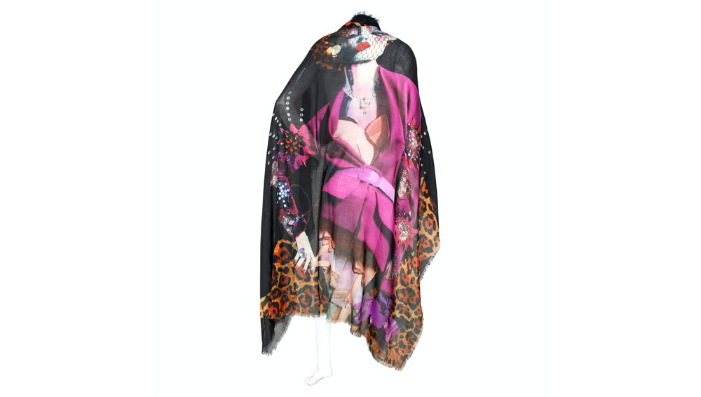 John Galliano for Christian Dior Art Print Silk Scarf circa Y2K