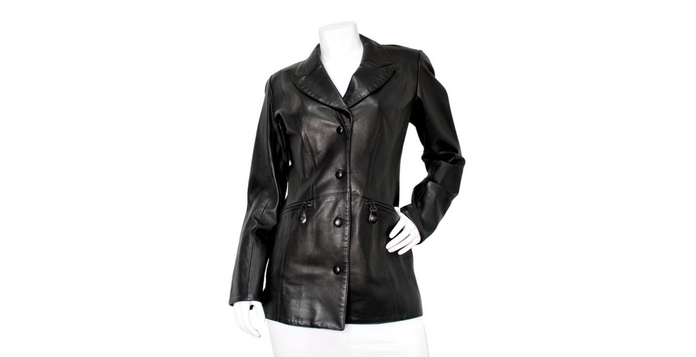 Claude Montana Capriccio Black Leather Button-Down Jacket circa