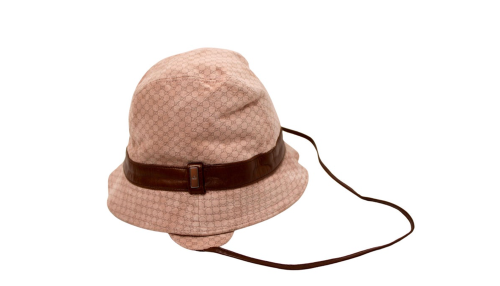 Gucci Leather & Suede Pink GG Logo Kids Cloche Hat – Vintage  display picture 2