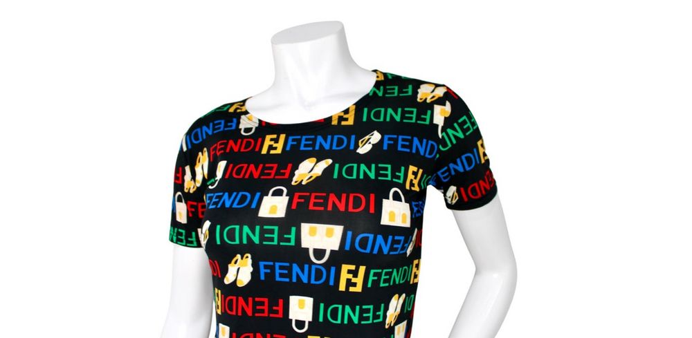 Fendi Jeans Multicolor Logo Print T-Shirt circa 1980s – Vintage by