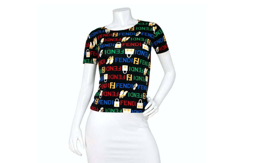 Fendi Jeans Multicolor Logo Print T-Shirt circa 1980s – Vintage by