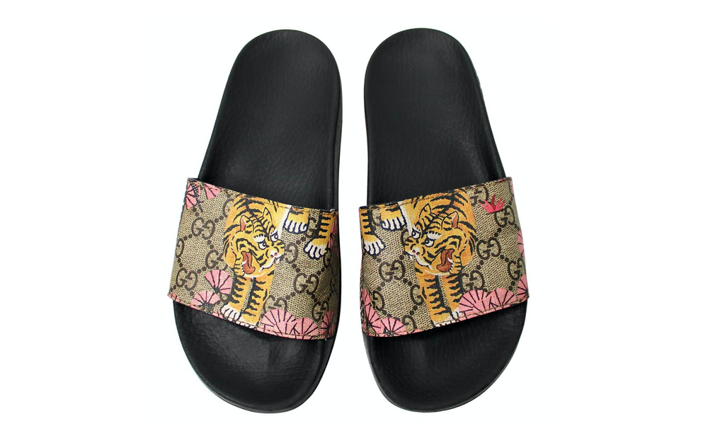 Gucci GG Monogram Bengal Print Slide Sandals – Vintage by Misty