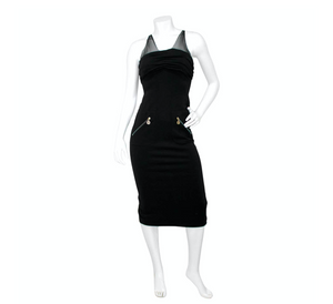 ワンピース CHANEL BLACK DRESS EXCELLENT CONDITION Chanel Black Sleeveless Coco Mark Zip Dress With Silk Cape circa