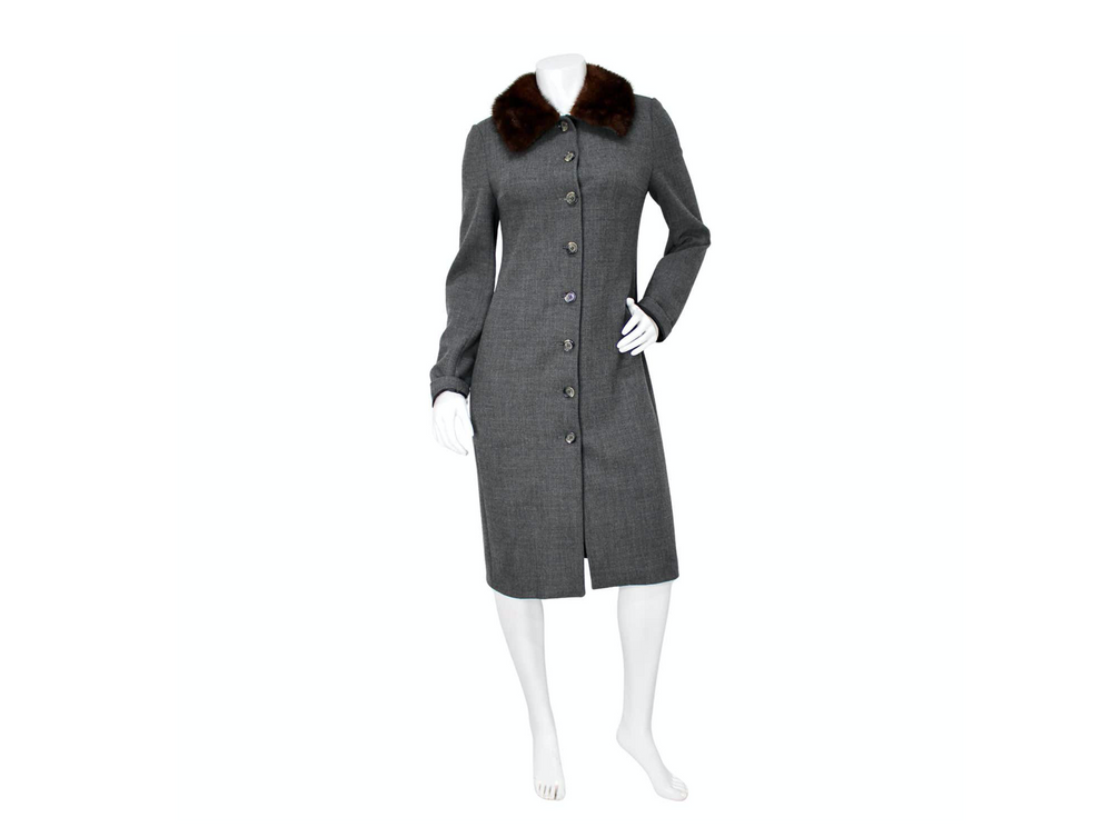 Dolce & Gabbana グレーウールコート　1999aw Dolce & Gabbana Grey Wool Coat With Mink Fur Collar circa 1990s
