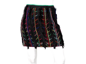 Missoni Multicolor Stripe Knit Fringe Mini Skirt