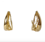 1990s Filigree Detail 14k Gold Plated Hoop Earrings