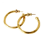 Vintage Skinny Hammered 18k Gold Plated Hoop Earrings