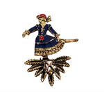 1992 Hermes "Skater" Gołd Tonę Enamel Brooch