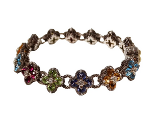 Barbara Bixby Sterling Silver & 18k Gold Gemstone Flower Bracelet