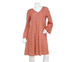 M Missoni Pink & Metallic Gold Knit A-Line Long Sleeve Dress