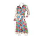 Duro Olowu Bright Flower Print Silk Long Sleeve Belted Button-Up Dress
